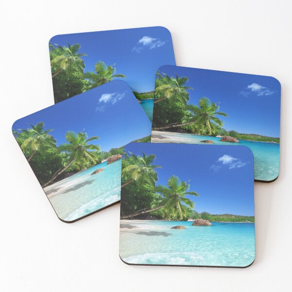 Item preview, Green palm trees, sand, sea, beach, sky, and sun designed and sold by kris-money.