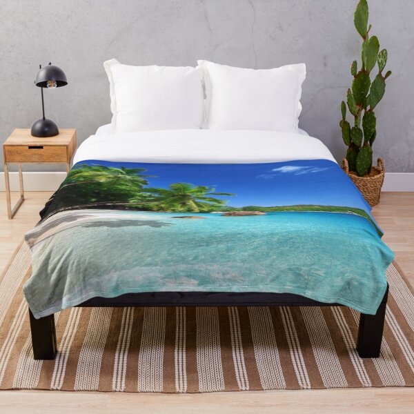 Item preview, Green palm trees, sand, sea, beach, sky, and sun designed and sold by kris-money.