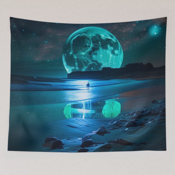 Item preview, The Blue Moon Rising Over the Ocean designed and sold by D3monic.