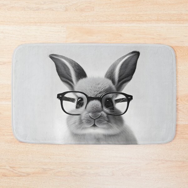 Item preview, A gray bunny wearing glasses designed and sold by Warehouse46.