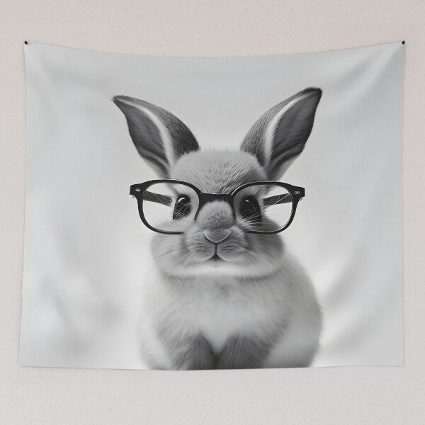 Item preview, A gray bunny wearing glasses designed and sold by Warehouse46.