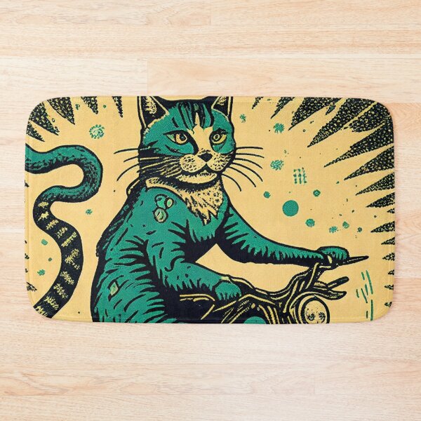 Item preview, Motorcycle Cat, Retro Print, Retro Cat Poster, Funny Cat Decor, Woodcut designed and sold by POSTERAMALA.