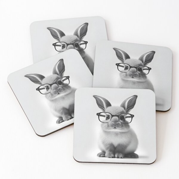 Item preview, A gray bunny wearing glasses designed and sold by Warehouse46.