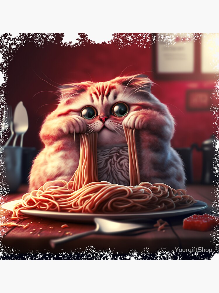 "Cat Eating Spaghetti meme Gift for cat lovers" Sticker for Sale by
