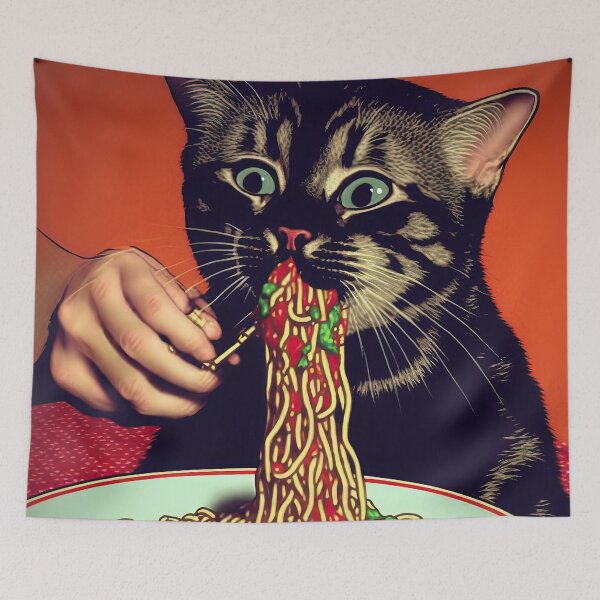 Item preview, Cat Eating Spaghetti Meme - Reimagined designed and sold by KLOIK.