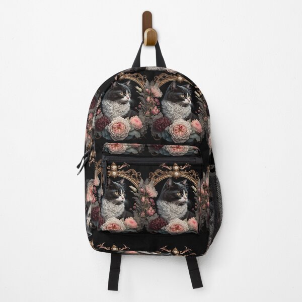 Item preview, Tuxedo Cat and Peonies 2 designed and sold by idreamaboutcats.