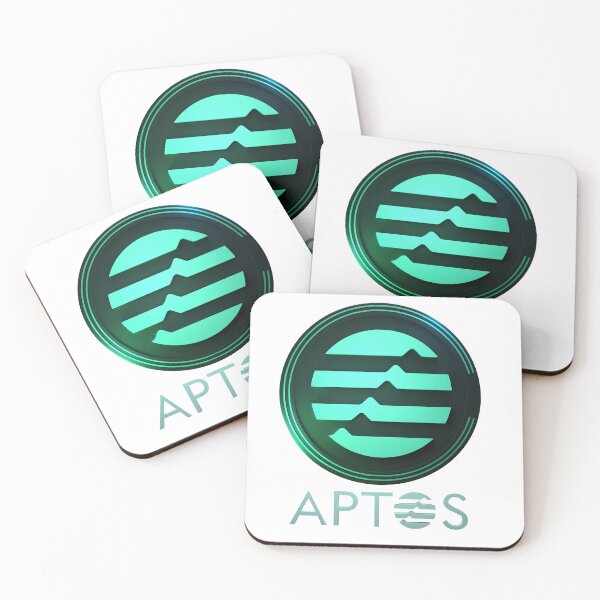 Item preview, Aptos APT logo, coin and font. Frontal view with dark colors in background and shiny details. designed and sold by ColorCube1.