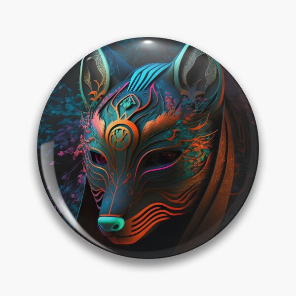 Item preview, Fox Mask with Blue, Orange, Pink in a Neon art style designed and sold by ElevenVoid.