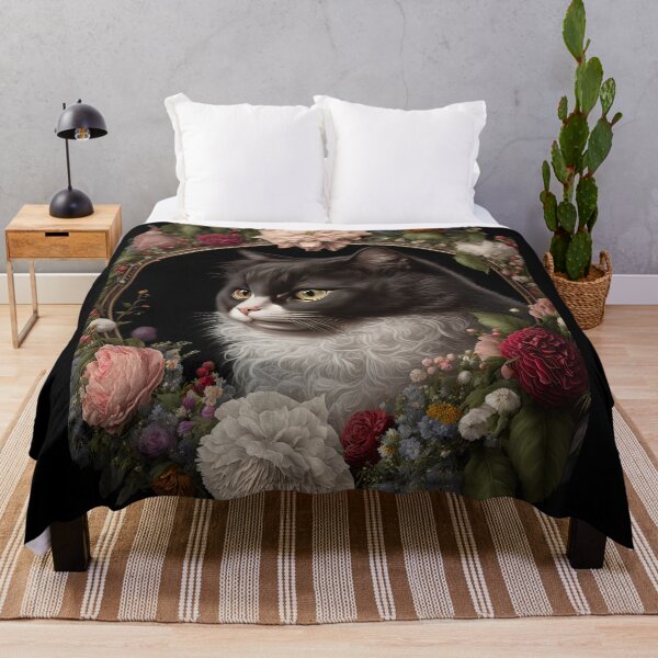 Item preview, Tuxedo Cat y Peonías 5 designed and sold by idreamaboutcats.