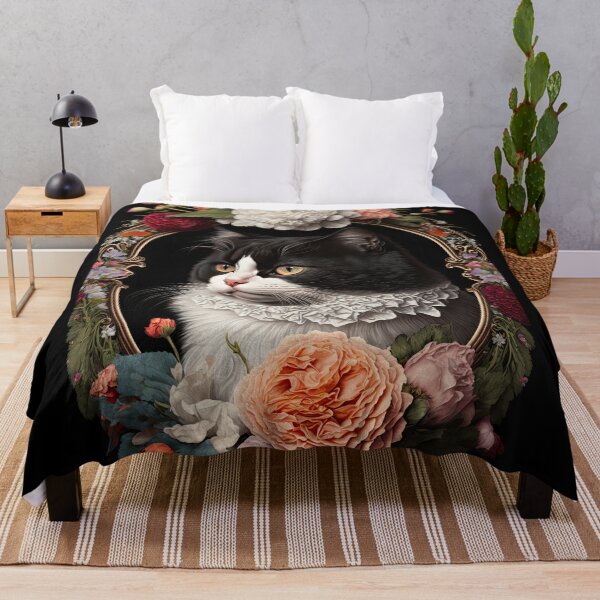 Item preview, Tuxedo Cat y Peonias 6 designed and sold by idreamaboutcats.