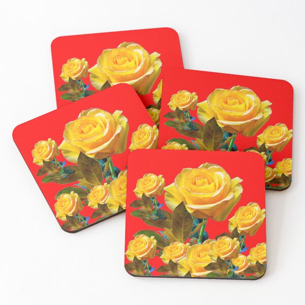 Item preview, YELLOW GARDEN ROSES PATTERN  RED ART designed and sold by sharlesart.