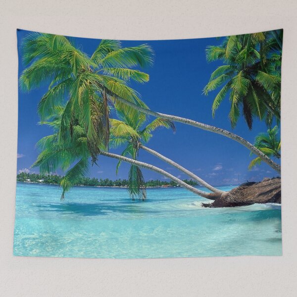 Item preview, Green coconut palm tree, nature, landscape, beach, tropical, sea designed and sold by kris-money.