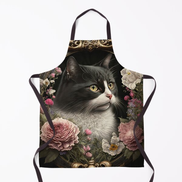 Item preview, Tuxedo Cat and Peonies 9 designed and sold by idreamaboutcats.