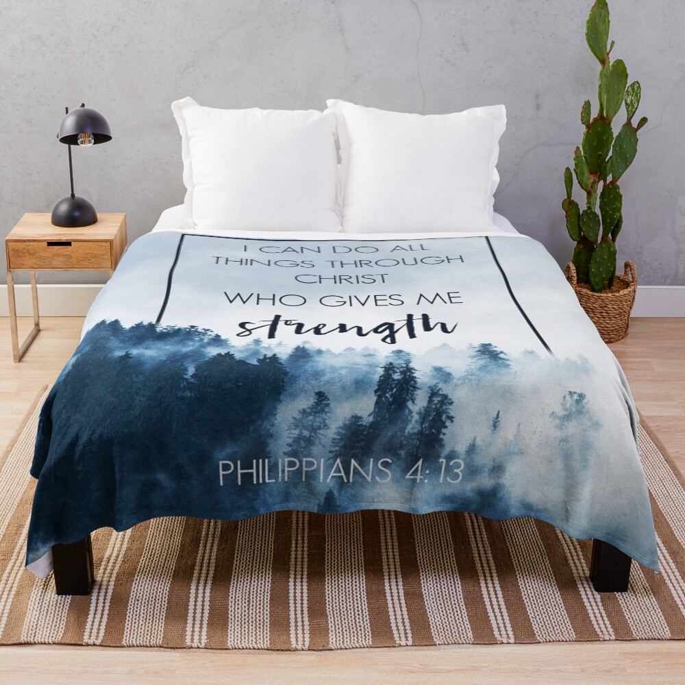 Forest Philippians 4:13 Throw Blanket