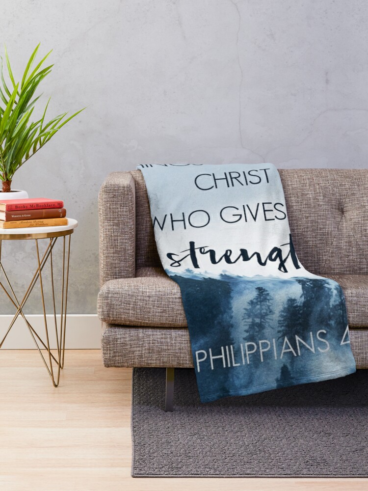 Alternate view of Forest Philippians 4:13 Throw Blanket