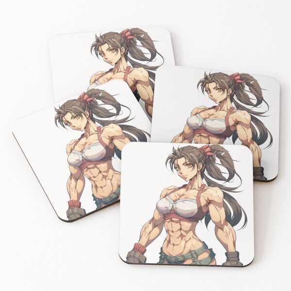 Item preview, realistic anime muscular girl athletic body with abs designed and sold by sammgdesign.