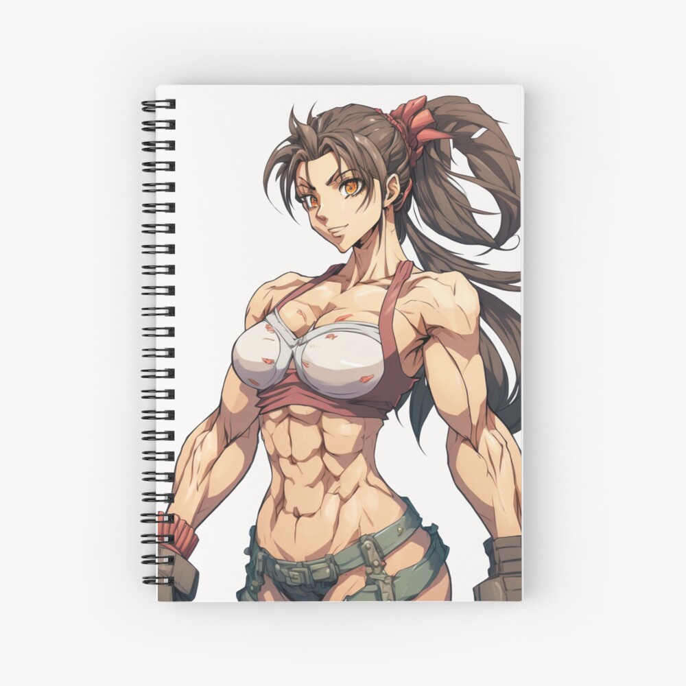 realistic anime muscular girl athletic body with abs