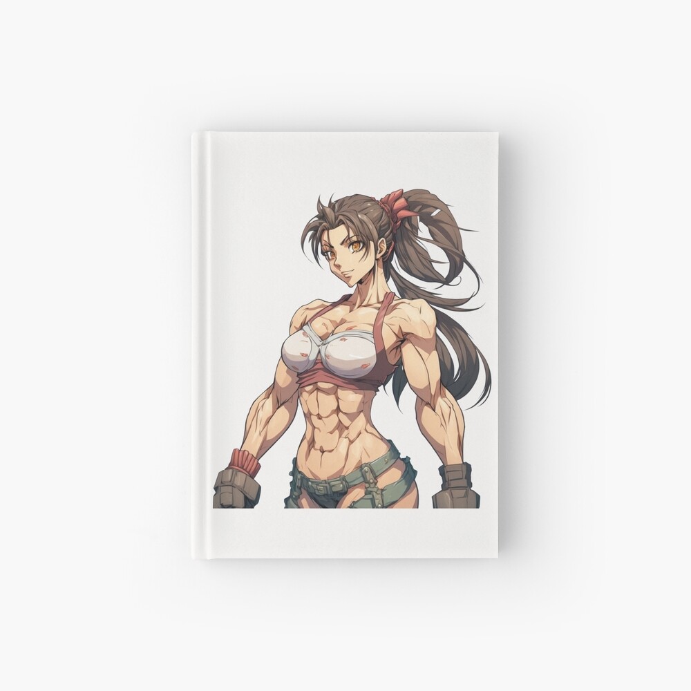 realistic anime muscular girl athletic body with abs