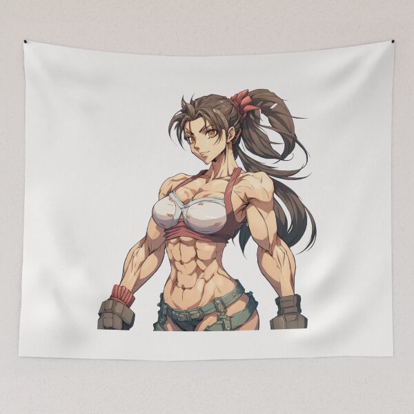 Item preview, realistic anime muscular girl athletic body with abs designed and sold by sammgdesign.