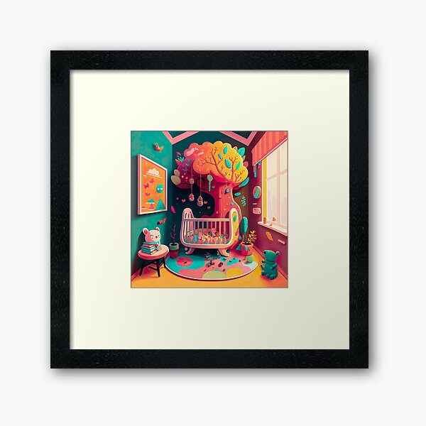 Aperçu de l'œuvre Illustration de dessin de chambre de pépinière colorée créée et vendue par unrealartwork.