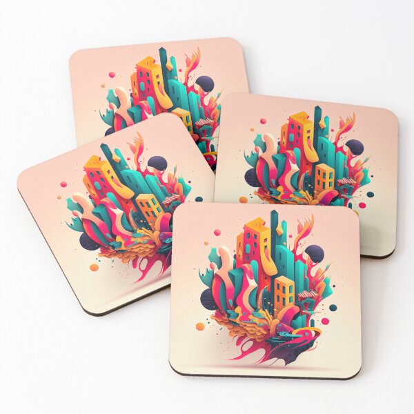 Item preview, Abstract Drawing Illustration Buildings Colorful designed and sold by unrealartwork.