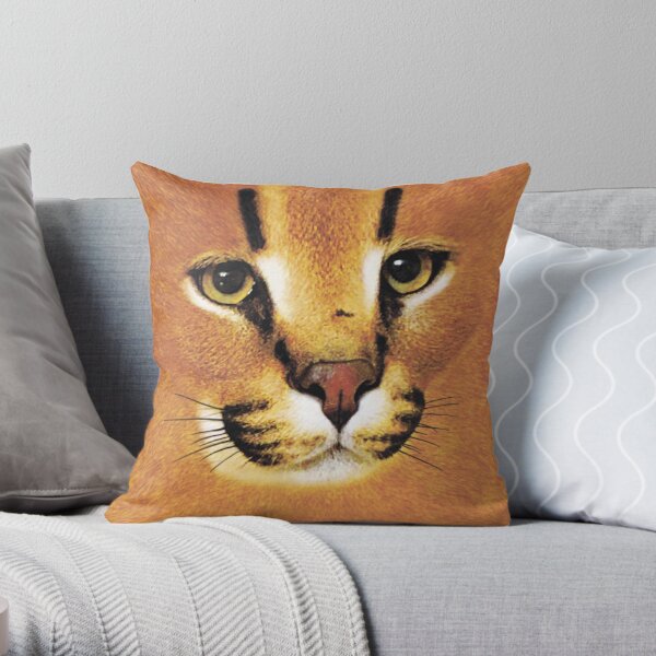 Meme World Big Floppa Meme Cute Caracal Cat Throw Pillow, 16x16, Multicolor