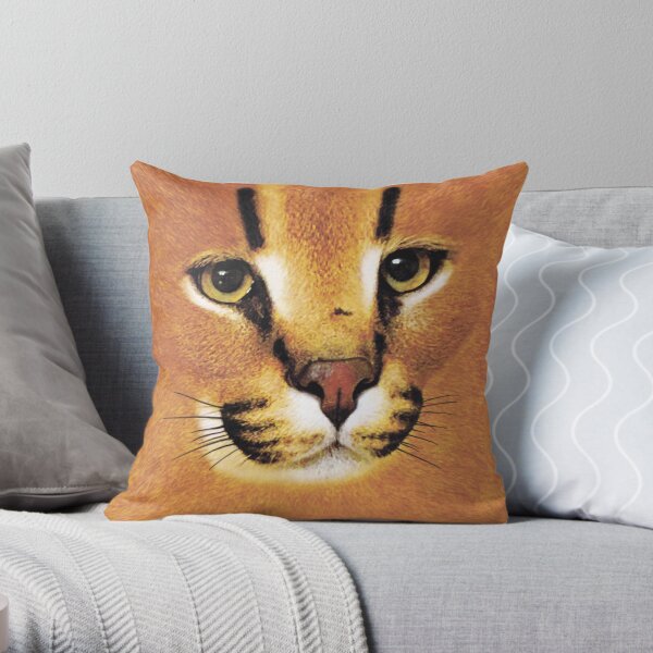  Floppa Memes Big Low Poly Cat Throw Pillow, 16x16