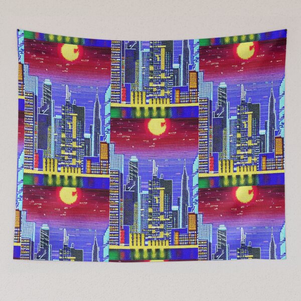 Item preview, 8-bit style cityscape designed and sold by PixelDripped.