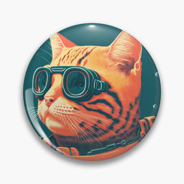 Item preview, Scuba Cat exploring A Coral Reef, Retro Print, Retro Cat Poster, Funny Cat Decor designed and sold by POSTERAMALA.