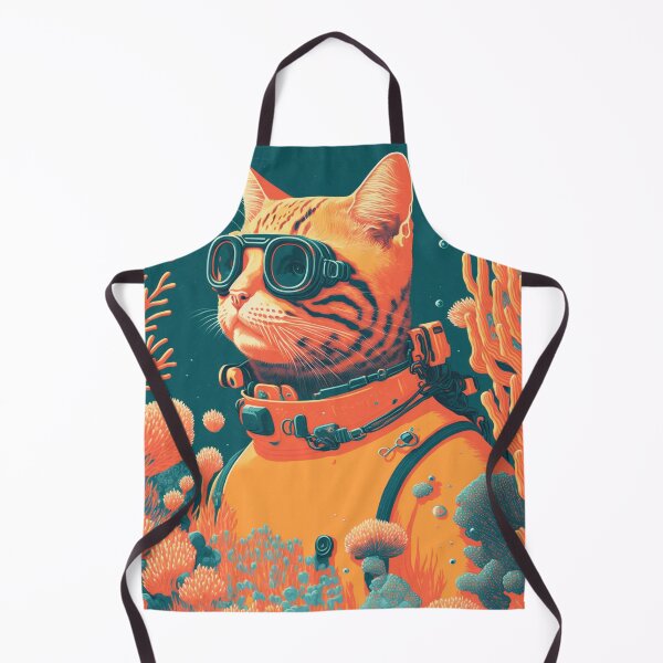 Item preview, Scuba Cat exploring A Coral Reef, Retro Print, Retro Cat Poster, Funny Cat Decor designed and sold by POSTERAMALA.