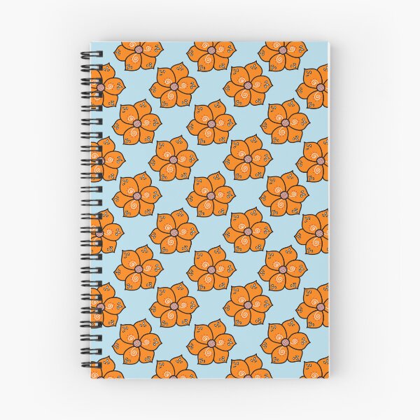 Item preview, Chintzy orange floral repeat pattern in blue designed and sold by HariniArts.