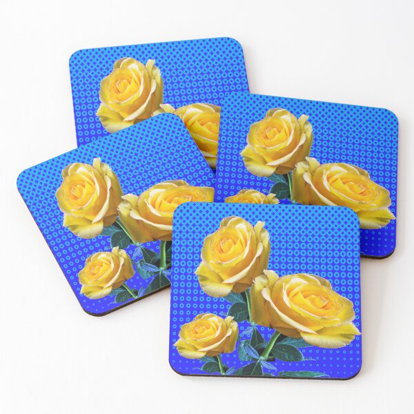 Item preview, YELLOW GARDEN ROSES BLUE PATTERN ABSTRACT ART designed and sold by sharlesart.