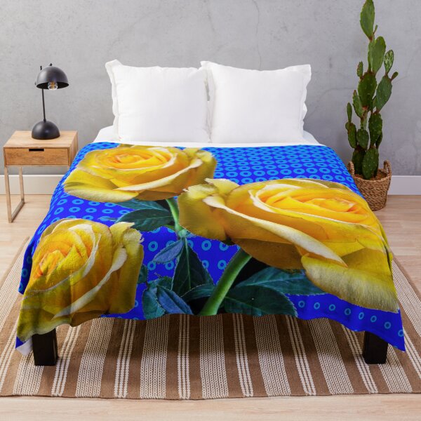 Item preview, YELLOW GARDEN ROSES BLUE PATTERN ABSTRACT ART designed and sold by sharlesart.