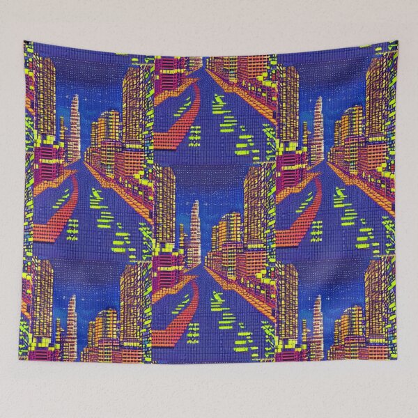 Item preview, 8-bit style cityscape designed and sold by PixelDripped.