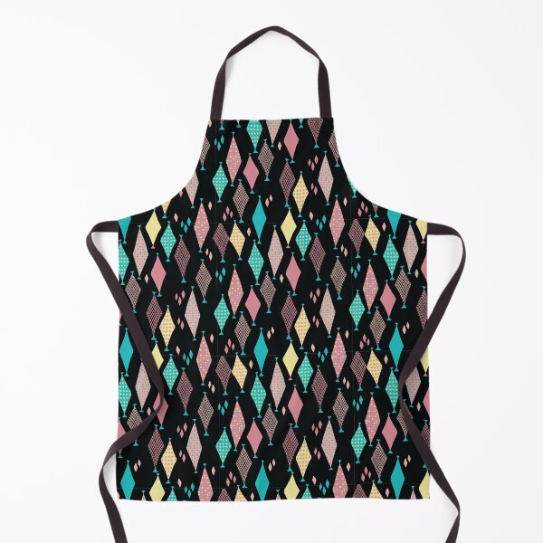 Item preview, 50s 60s Retro Geometric Sketch Fun Pastel Diamonds on Black designed and sold by GypsyGoonDesign.