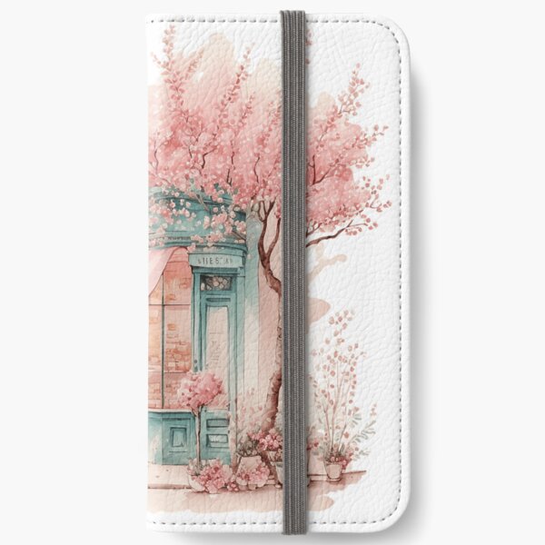 French Shop with Pink Flowers iPhone Wallet