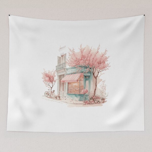 Item preview, French Shop with Pink Flowers designed and sold by Alice Monber’s Illustration.