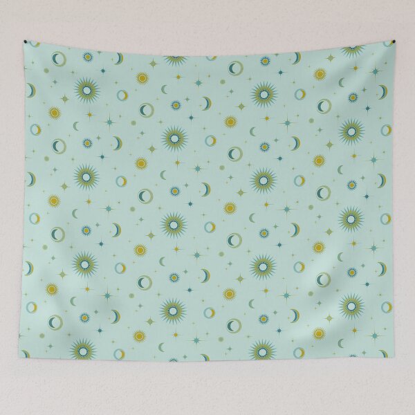 Item preview, Stars and moon on mint  designed and sold by starseedgems.