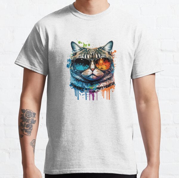 Cat with store glasses t shirt