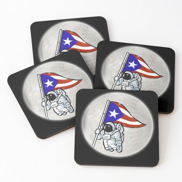 Item preview, Puerto Rican Space Astronaut Waving the Puerto Rico Flag In Outer Space In Front of a Baseball Moon designed and sold by cultura143.