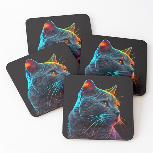 Item preview, Neon Chartreux Cat designed and sold by PipikaArt.