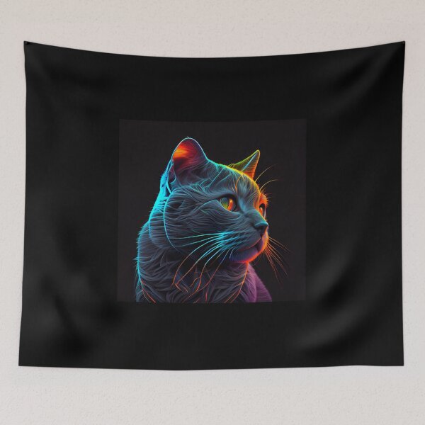 Item preview, Neon Chartreux Cat designed and sold by PipikaArt.