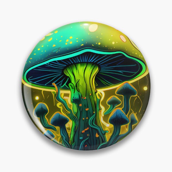 Item preview, Psychedelic Neon Mushroom Toadstool in Greens and Oranges designed and sold by CGSGraphics.
