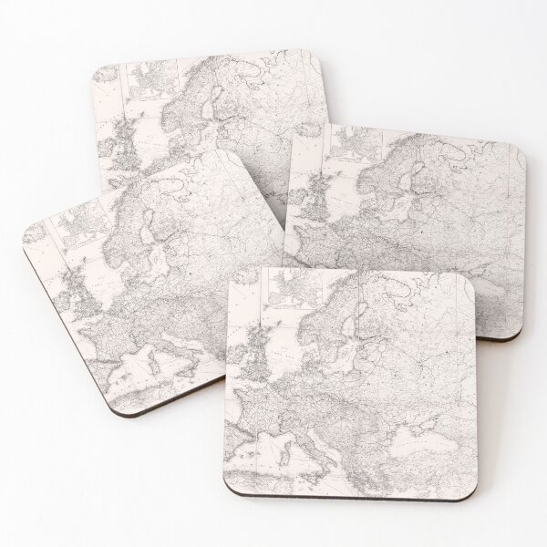 Item preview, Vintage old map of Europe. Ancient white and black map designed and sold by Long Exposure.