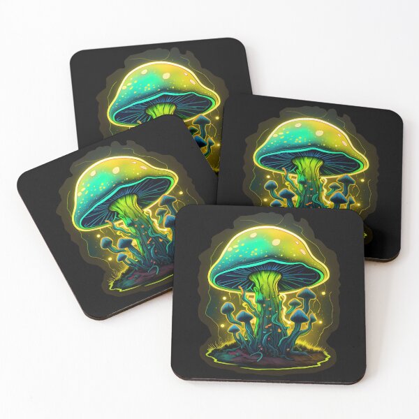 Item preview, Psychedelic Neon Mushroom Toadstool in Greens and Oranges designed and sold by CGSGraphics.