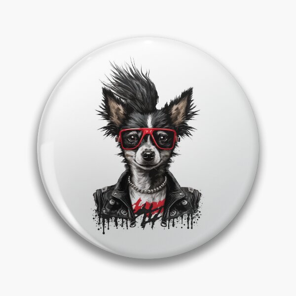 Item preview, Punk dog with red glasses designed and sold by Snazzmatazz.