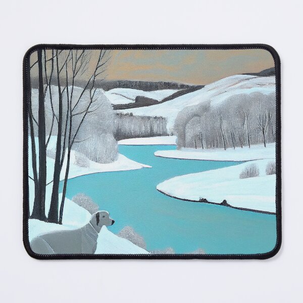 Item preview, Winter Scenery Painting, Dog over looks the River designed and sold by factory88.