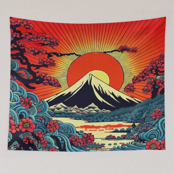 Item preview, Red Sunset over Mount Fuji  designed and sold by OccultDreams.