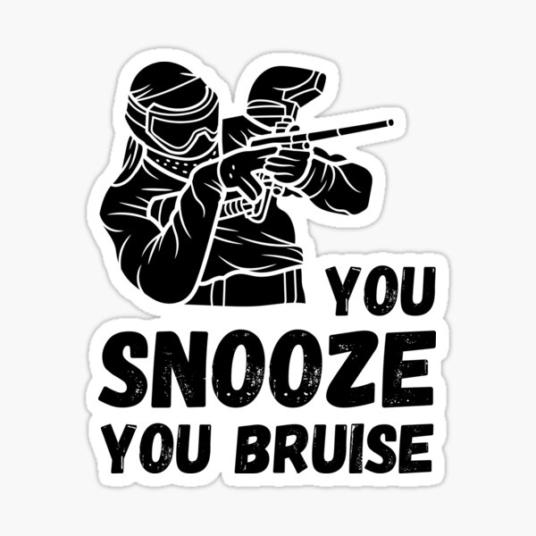 Vista previa del artículo con la obra «Diseño de paintball - You Snooze You Bruise Paintball Shooter Design, Paintball Player», diseñado y vendido por BeeClassyDesign.