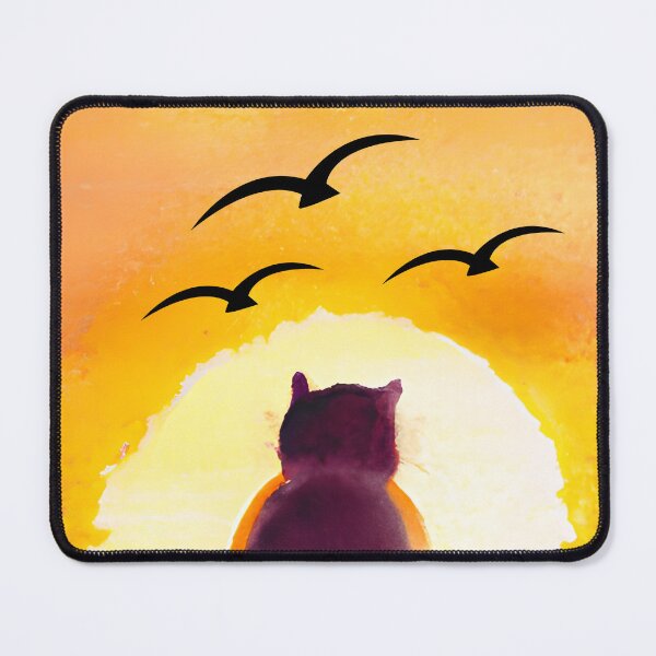 Item preview, CAT WATCHING SUNSET SCENE designed and sold by starfishstuff.